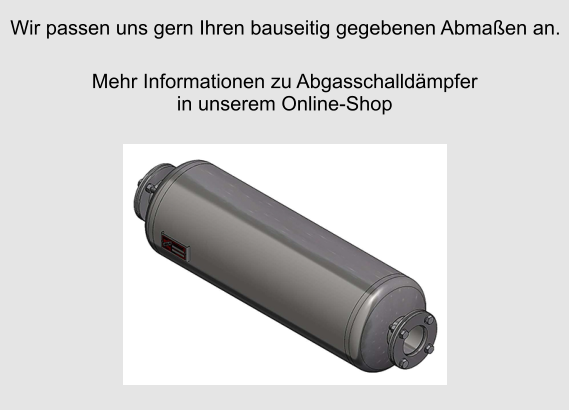 Mehr Informationen zu Abgasschalldämpfer in unserem Online-Shop  Wir passen uns gern Ihren bauseitig gegebenen Abmaßen an.